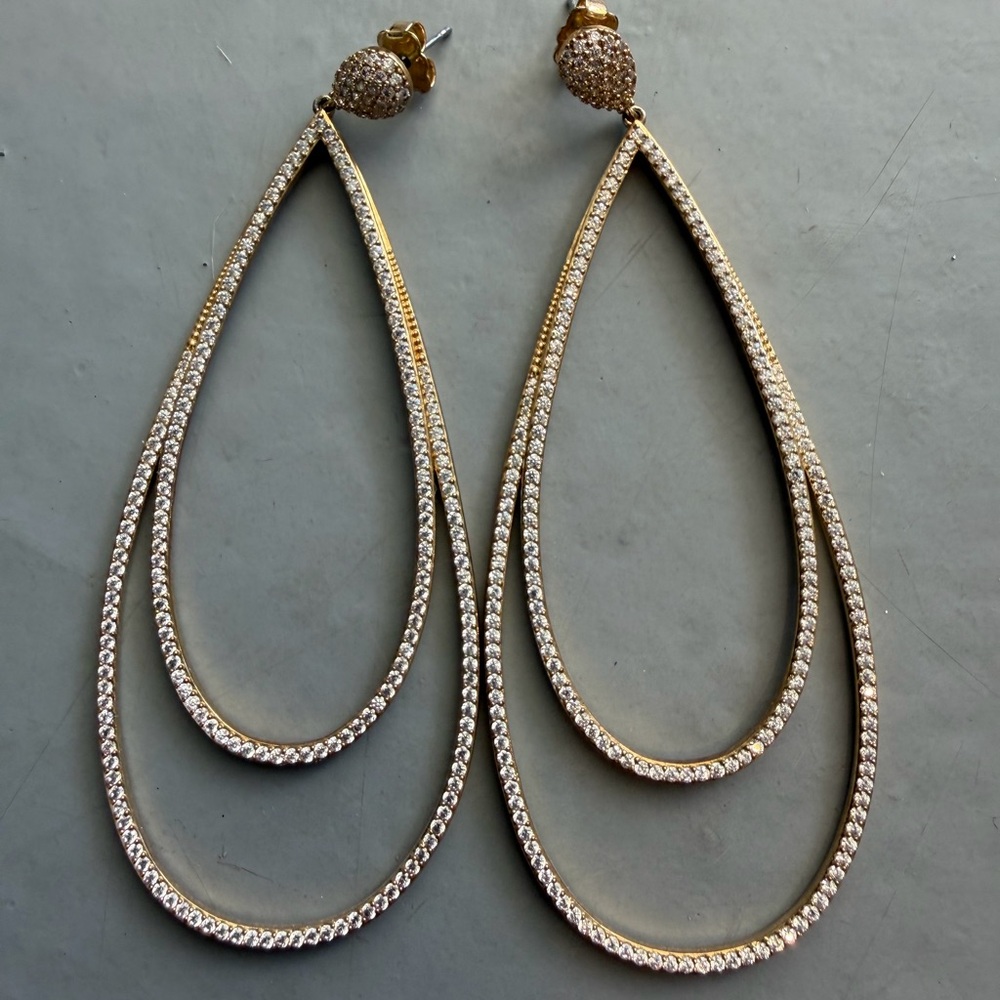 Saks Fifth Avenue Elegant Gold and Silver Teardrop Earrings